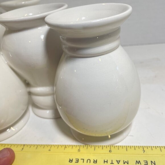 Set Of 2 Three Piece attached White Ceramic Decorative Vases for Home or Event C - Picture 11 of 13
